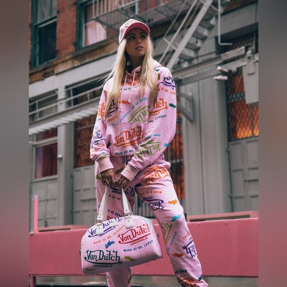 Von Dutch Unisex Pink All Over Print Sweatpants/Joggers |LIMITED EDITION|NEW/NWT - Picture 6 of 16